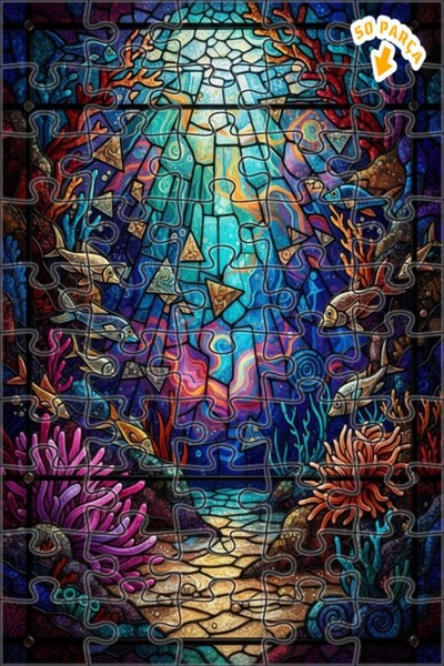 Teona Ahşap لغز خشبي سحري ملون تحت الماء بطلاء زيتي، ذو طبقتين، مؤطر، 50 قطعة...