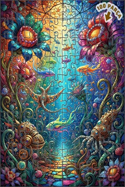 Teona Ahşap لغز خشبي مؤطر ذو طبقتين بتصميم زهور الغواصة السحرية المطلية بالزي...