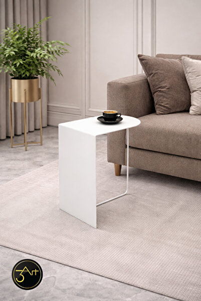 3art Metal Yan Sehpa – Minimal Tasarım C Tipi Sehpa - Koltuk Yanı & Ofis İçin...