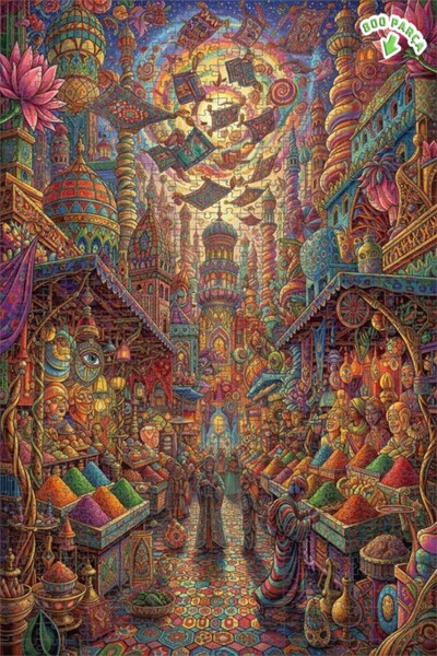 Teona Ahşap لغز خشبي ذو طبقتين بإطار من Flying Carpets Land 800 قطعة 70x50