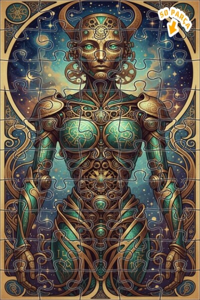 Teona Ahşap لغز كوزميكي خشبي مؤطر بطبقتين من أندرويد، 50 قطعة، مقاس 15x25