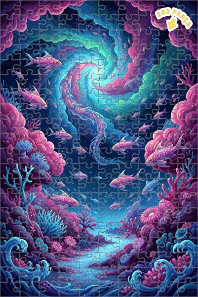 Teona Ahşap لغز خشبي رائع بمظهر جالاكسيا تحت البحر، 200 قطعة، مقاس 25x35