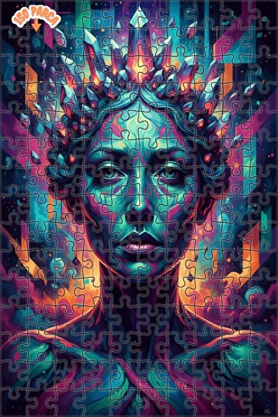 Teona Ahşap Crystal Crowned Cosmic Woman Oil Painting Look Wooden Puzzle 150 ...