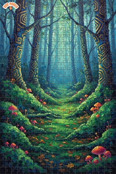 Teona Ahşap لغز خشبي مؤطر ذو طابقين من سفر الغابة السحرية 500 قطعة 50x30