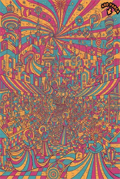 Teona Ahşap لغز خشبي فني تخطيطي من سايكديليك ماركتيف 400 قطعة 35x35