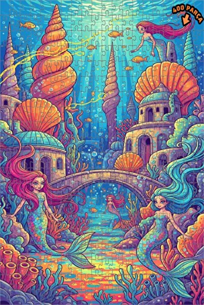 Teona Ahşap لغز فني على شكل حورية البحر بمظهر الألوان المائية 400 قطعة 35x35