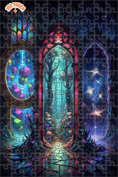 Teona Ahşap Mysterious Forest Gate Double Layer Framed Wooden Puzzle 150 Piec...