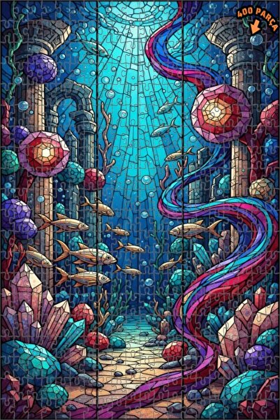 Teona Ahşap Mysterious Undersea Crystal Palace Stained Glass Art Wooden Puzzl...