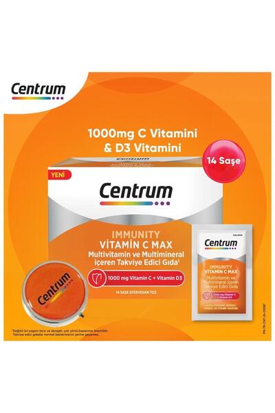 Centrum Immunity Vitamin C Max Efervesan Toz 14'lü Saşe+ Hediye İlaç kutusu