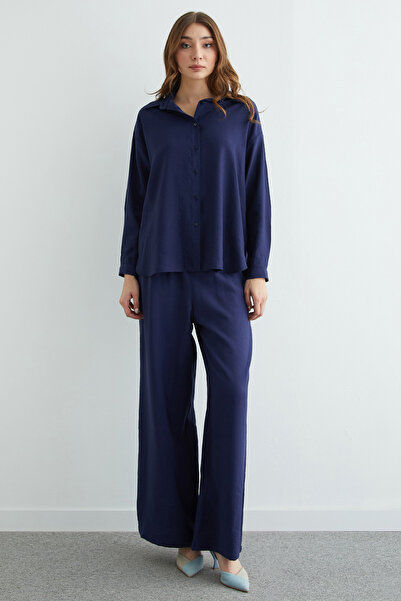 Fulla Moda Basic Buttoned Casual Crinkle 2-Piece Set