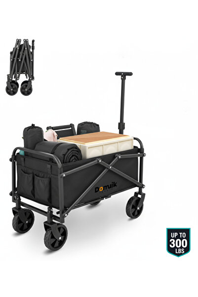 Domuik Garden Carts, Wagon Trolley Cart Outdoor Shopping Trolleys with Big Wh...