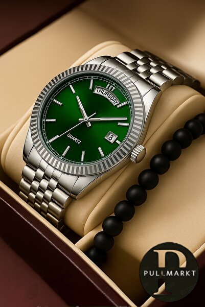 pullmarkt Beaded Bracelet + Calendar Wristwatch