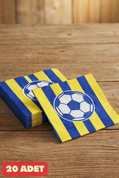 Baloncu Dede Futbol Temalı Sarı Lacivert Çizgili Taraftar Parti Peçetesi Doğu...