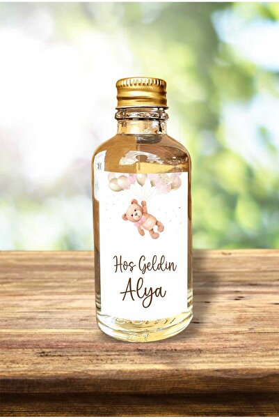 fırsatlar diyarı Balonlu Ayıcık Hoşgeldin Bebek Kolonya Şişe Etiketi Doğum Gü...