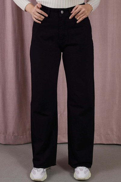 sion jeans Women's Black Palazzo Loose Wide Leg Trousers