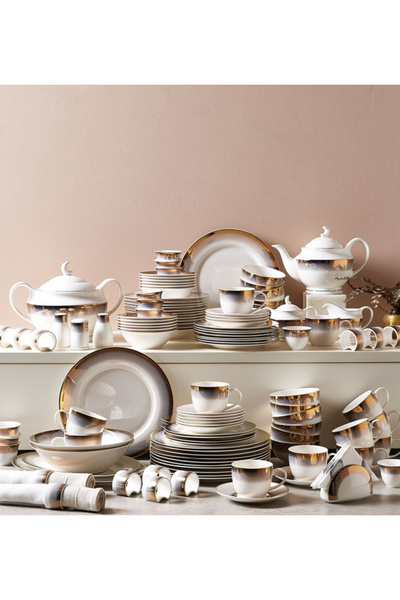 arabia 120-Piece New Bone China Dinner Set - Serves 12