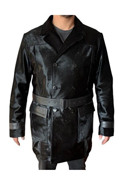asus deri Proxima - Black Genuine Calfskin Men's Trench Coat