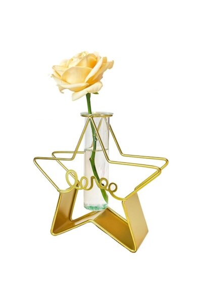 DELPI Vază decorativă, Delpi, metal și sticlă, formă de stea, auriu/transpare...