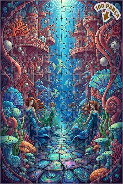 Teona Ahşap Mermaid Palace Fairytale Look Oil Painting Art Wooden Puzzle 100 ...