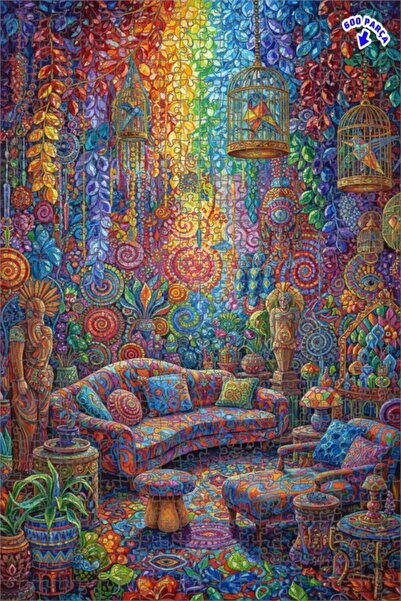 Teona Ahşap لغز خشبي على شكل لوحة زيتية لعالم الألوان المجنونة 600 قطعة 50x35