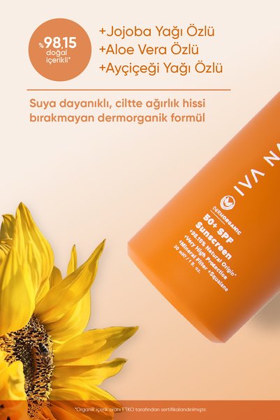 Iva Natura Organic Mineral Filtered Spf 50 Sunscreen with Zinc Oxide – Sensitive Skin 30 ml