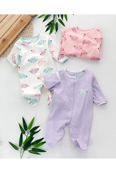 hümabebe Colorful Elephant Patterned Transitional 3-Piece Jumpsuit Set with S...