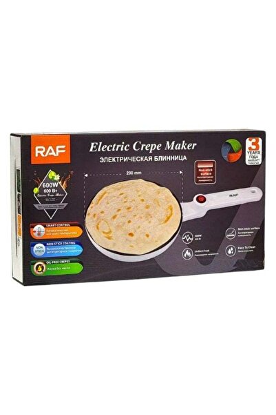 raf Electric Crepe Maker 600W Power, Non-Stick Flat Plate 20cm Diameter, Oil-...