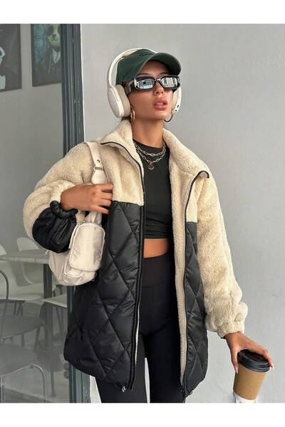 Podyum Park Women's Velsoft Quilted Trend Coat |   Oversized , Zippered, Wint...