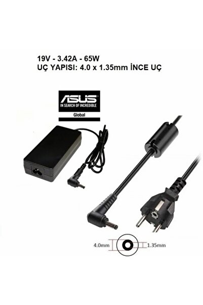 Çeşitli Asus 19v 3.42a 4.0*1.35mm Notebook Adaptör, Laptop Şarj Aleti 4.0mm X...