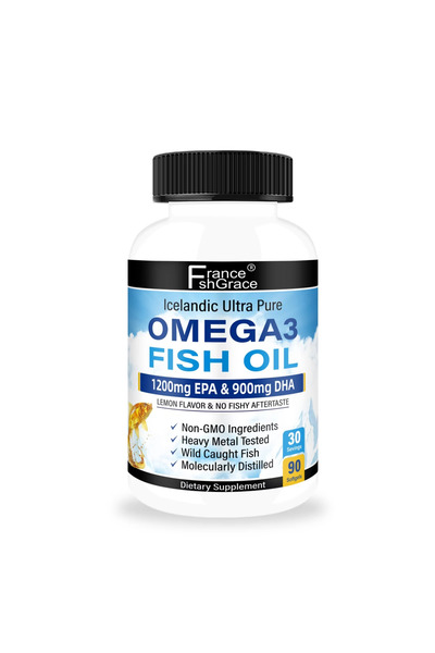 France shgrace زيت السمك أوميغا 3، 2250 ملغ، 1200 ملغ EPA، 900 ملغ DHA، 90 كب...