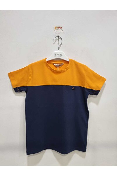 incity Момчешка памучна тениска в тъмносин и манго цвят