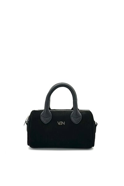 V'SHINE MODEL 5019 MİNİ SPEEDY HAKİKİ DERİ SÜET ÇANTA (SİYAH)