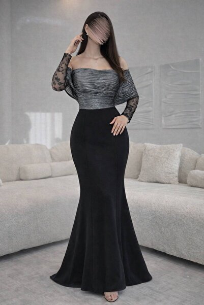 RWETA Mermaid evening dress with lace sleeves