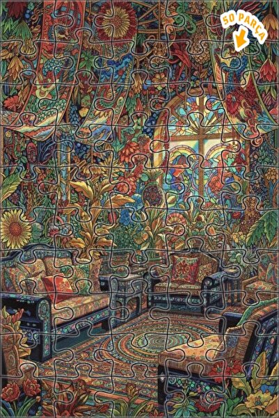 Teona Ahşap لغز خشبي على شكل غابة رائعة مرسومة بالزيت 50 قطعة 15x25