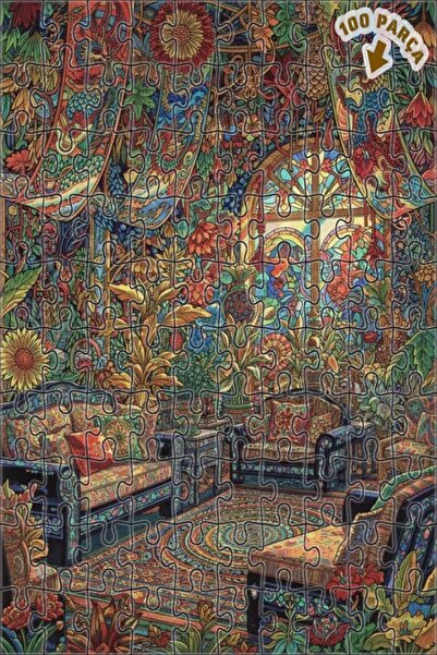 Teona Ahşap لغز خشبي على شكل غابة رائعة مرسومة بالزيت 100 قطعة مقاس 25x25