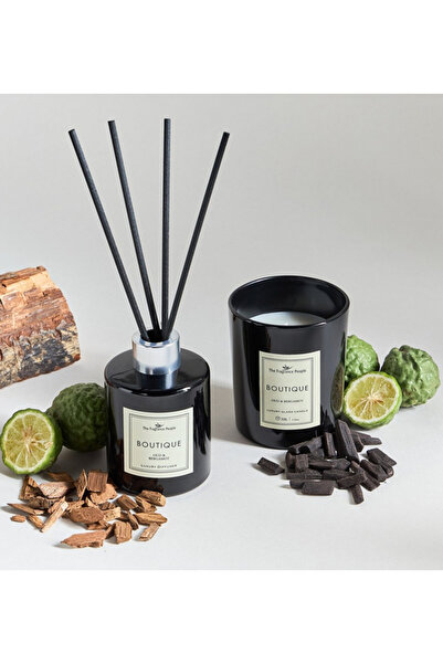 Boutique مجموعة هدايا شمعة برطمان مع موزع روائح العود والبرغموت