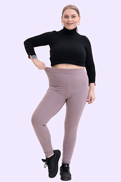 Gizrain Kadın Lila Yüksek Bel Rahat Kalıp Likralı Toparlayıcı Tayt -Büyük Bed...