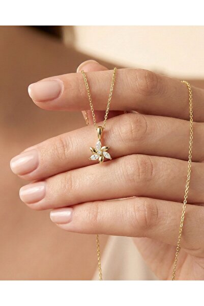 İNDİGO TAKI Minik Rüzgar Gülü 14 Ayar Altın Kolye