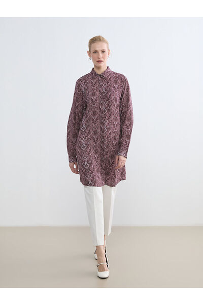 LC Waikiki Burgundy Patterned Women's Shirt Tunic