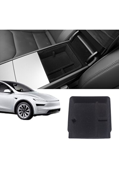 TESLA Juniper Armrest Organizer - Non-Slip Surface Fabric Covered - Black
