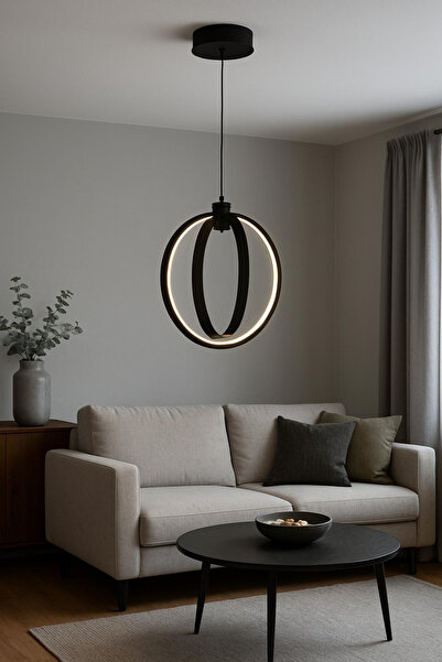 FERLUCE AVİZE LEDLİ AVİZE KÜRE YUVARLAK KÜÇÜK SİYAH