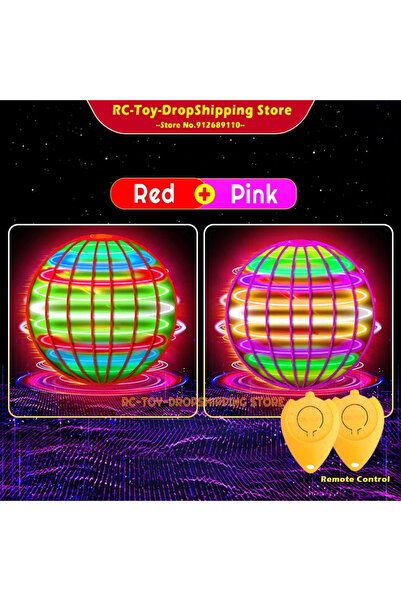 Choice1 لعبة كرة طائرة دوارة وردية وحمراء، طائرة بدون طيار صغيرة دوارة 360 در...