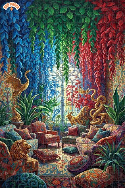 Teona Ahşap لغز خشبي فني بتصميم منزل الغابة السحرية مع رسم زيتي 500 قطعة 50x30