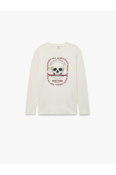 Koton Erkek Çocuk Uzun Kol T-shirt 6WKB10358TK EKRU