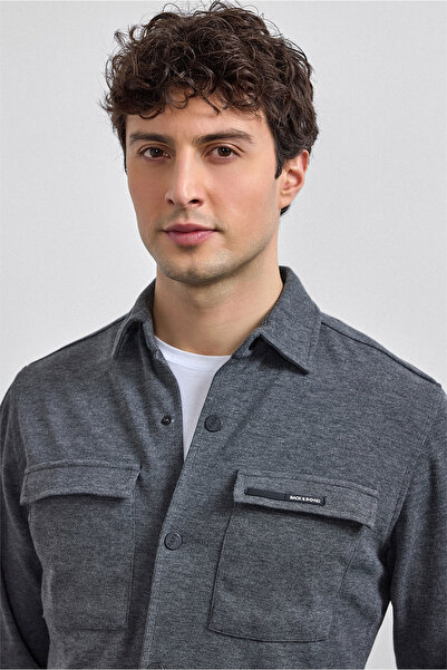 Back And Bond Overfit Koyu Gri Gömlek