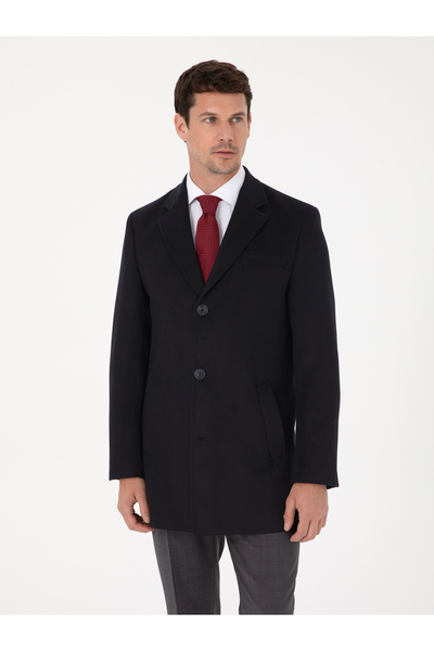 Cacharel Lacivert Ex Slim Fit Yün Karışımlı Palto 50319242-VR033