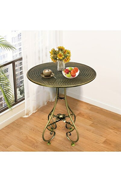 HXDream Vintage Industrial Metal Round Corner Table Compact Space-Saving Desi...