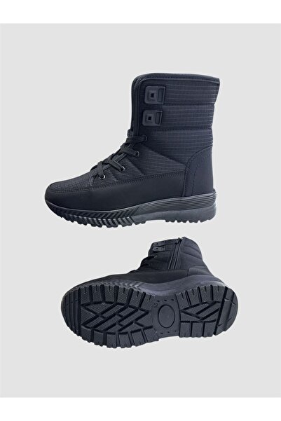 SALEN SHOES Unisex Kalın Tabanlı Kışlık Fermuarlı İçi Kürklü Paraşüt Kar Botu...