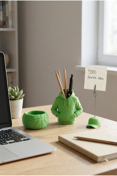 UniMES Creative Noker Sports & Hoodie Themed Desktop Pen Holder Set |   Note Holder