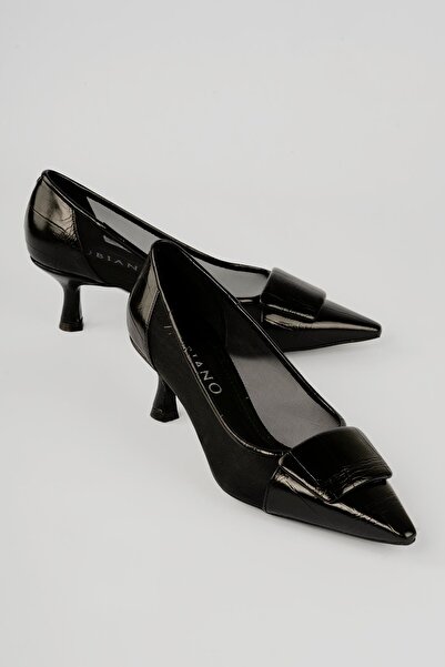 Mubiano Women's Crocodile Stiletto Buckle Mesh Detailed Pointed Toe Heeled Sh...